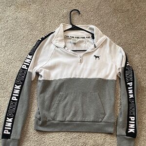 PINK Victoria's Secret White and Gray Cowl Neck Sweater